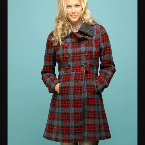 Free People Jackets & Blazers - Free People Plaid "Clyde Textured" Pea Coat